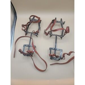 Vtg Salewa Mountain Ice Climbing Spikes Crampon 12 Point Adjustable West Germany